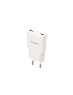 Nanocable Cargador 2xUSB-C PD 25W, Blanco
