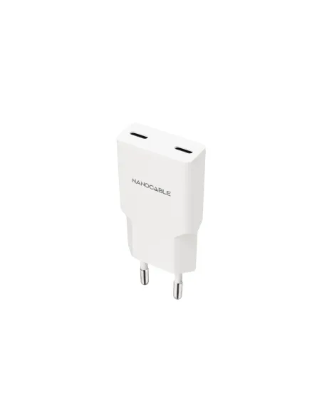 Nanocable Cargador 2xUSB-C PD 25W, Blanco