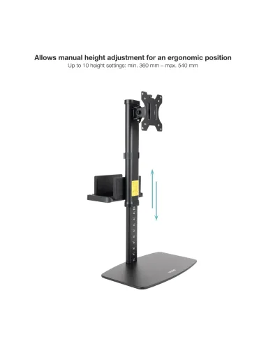 TooQ Soporte de mesa para pantallas 17”-27” con soporte integrado para CPU Ligera