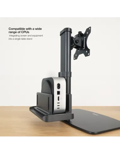 TooQ Soporte de mesa para pantallas 17”-27” con soporte integrado para CPU Ligera
