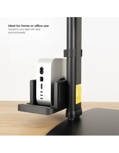 TooQ Soporte de mesa para pantallas 17”-27” con soporte integrado para CPU Ligera