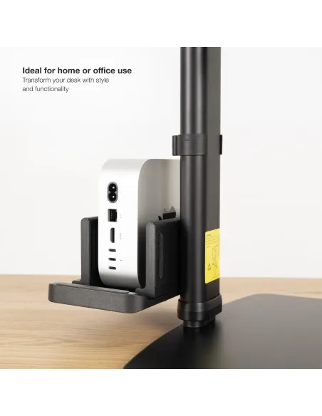 TooQ Soporte de mesa para pantallas 17”-27” con soporte integrado para CPU Ligera