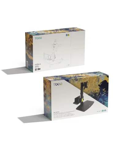 TooQ Soporte de mesa para pantallas 17”-27” con soporte integrado para CPU Ligera