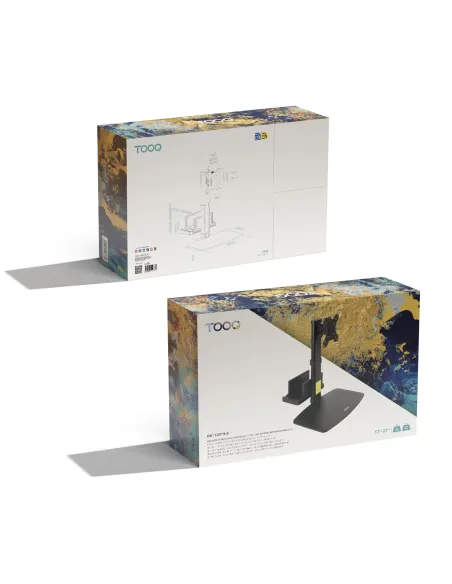 TooQ Soporte de mesa para pantallas 17”-27” con soporte integrado para CPU Ligera