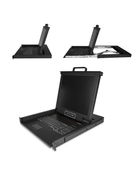 StarTech.com Consola KVM de Montaje en Rack - Teclado QWERTY - KVM para Rack de Servidores de 1 puerto VGA con Monitor LCD de