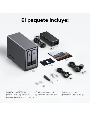 Ugreen NASync DXP2800 NAS System 2-Bay Compacto Intel® N N100 8 GB DDR5 0 TB UGOS Pro Negro