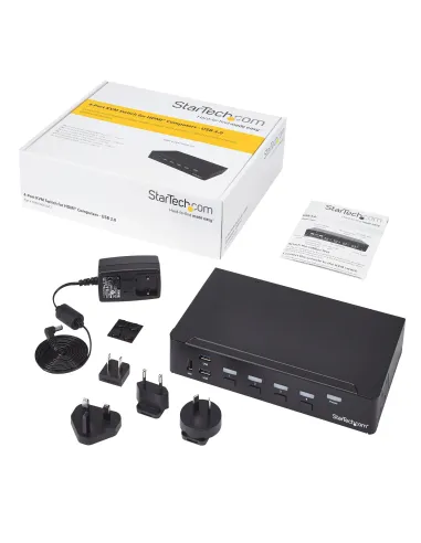 StarTech.com Switch Conmutador KVM de 4 Puertos HDMI 1080p con USB 3.0