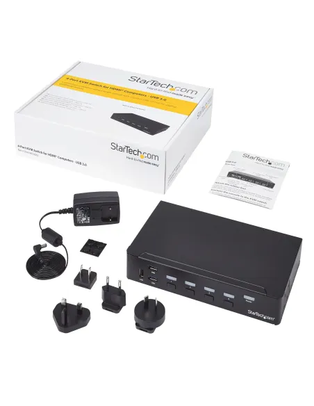 StarTech.com Switch Conmutador KVM de 4 Puertos HDMI 1080p con USB 3.0
