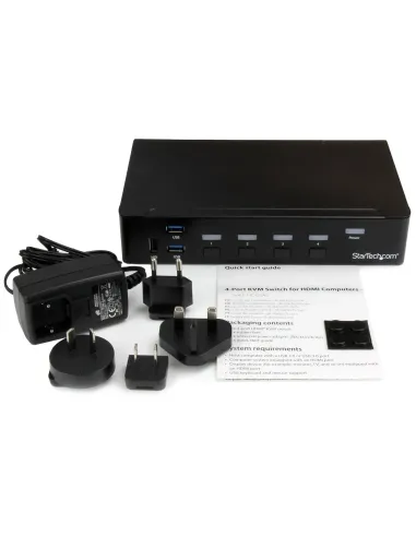 StarTech.com Switch Conmutador KVM de 4 Puertos HDMI 1080p con USB 3.0