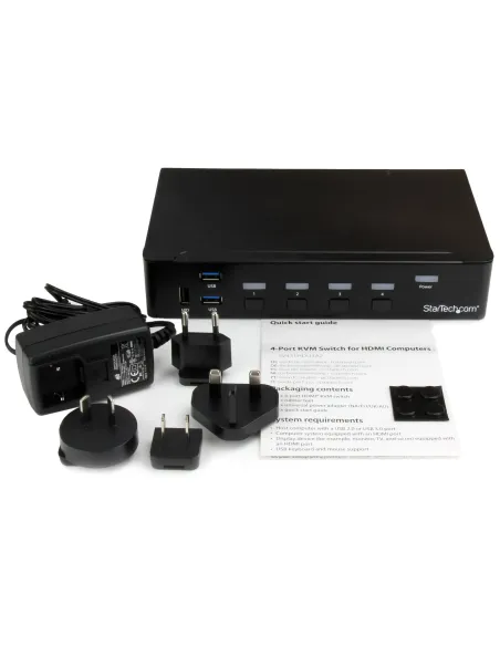 StarTech.com Switch Conmutador KVM de 4 Puertos HDMI 1080p con USB 3.0