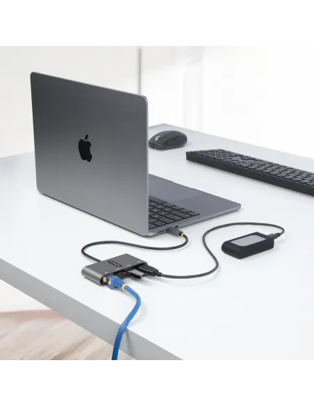 StarTech.com Hub Adaptador USB-C con Ethernet de 3 Puertos USB-A - Red Ethernet Gigabit RJ45 - USB 3.0 5Gbps - Alimentado por