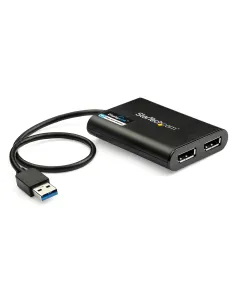 StarTech.com Adaptador Gráfico Externo USB 3.0 a DisplayPort Doble 4K60 DisplayLink - Cable Conversor USB 3.0 a DP de Vídeo
