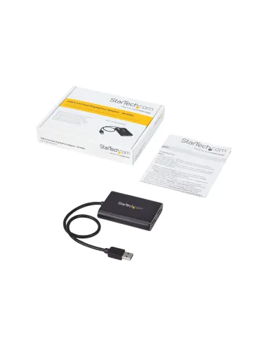 StarTech.com Adaptador Gráfico Externo USB 3.0 a DisplayPort Doble 4K60 DisplayLink - Cable Conversor USB 3.0 a DP de Vídeo