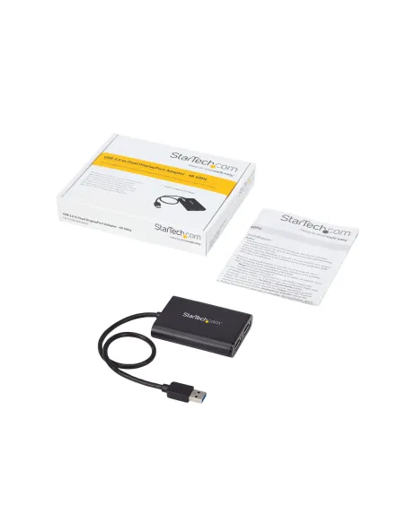 StarTech.com Adaptador Gráfico Externo USB 3.0 a DisplayPort Doble 4K60 DisplayLink - Cable Conversor USB 3.0 a DP de Vídeo