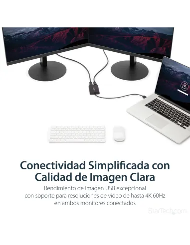 StarTech.com Adaptador Gráfico Externo USB 3.0 a DisplayPort Doble 4K60 DisplayLink - Cable Conversor USB 3.0 a DP de Vídeo