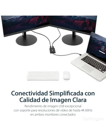 StarTech.com Adaptador Gráfico Externo USB 3.0 a DisplayPort Doble 4K60 DisplayLink - Cable Conversor USB 3.0 a DP de Vídeo
