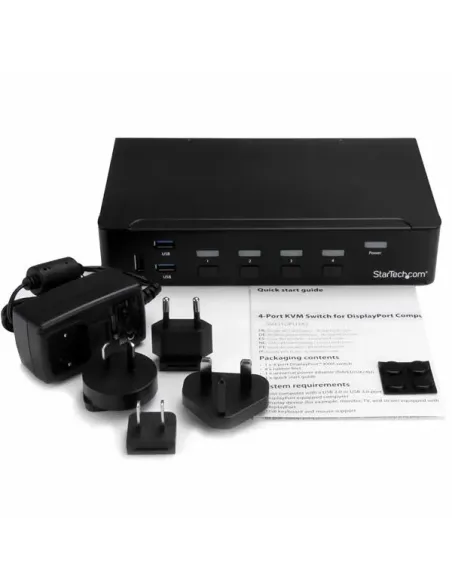 StarTech.com Switch Conmutador KVM de 4 Puertos DisplayPort 4K con USB 3.0