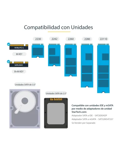 StarTech.com Clonador y Borrador Autónomo de Unidades de Almacenamiento SATA M.2 - NVMe M.2 - Duplicador Copiador Externo