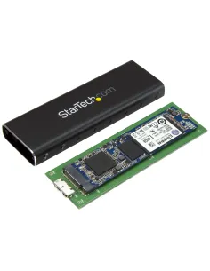 StarTech.com Caja USB 3.0 (5Gbps) a SSD M.2 de Aluminio con UASP - Negro - SATA NGFF M.2 con B Key y B+M Key - Caja Portátil 2