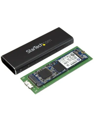 StarTech.com Caja USB 3.0 (5Gbps) a SSD M.2 de Aluminio con UASP - Negro - SATA NGFF M.2 con B Key y B+M Key - Caja Portátil
