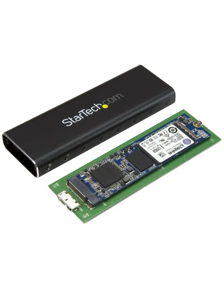 StarTech.com Caja USB 3.0 (5Gbps) a SSD M.2 de Aluminio con UASP - Negro - SATA NGFF M.2 con B Key y B+M Key - Caja Portátil