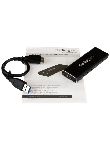 StarTech.com Caja USB 3.0 (5Gbps) a SSD M.2 de Aluminio con UASP - Negro - SATA NGFF M.2 con B Key y B+M Key - Caja Portátil
