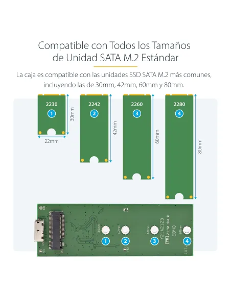 StarTech.com Caja USB 3.0 (5Gbps) a SSD M.2 de Aluminio con UASP - Negro - SATA NGFF M.2 con B Key y B+M Key - Caja Portátil