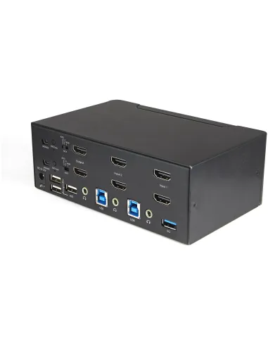 StarTech.com Switch Conmutador KVM de 2 Puertos HDMI 2.0 4K para 2 Monitores - Vídeo de 4K y 60Hz Ultra HD - HDR - Hub Ladrón