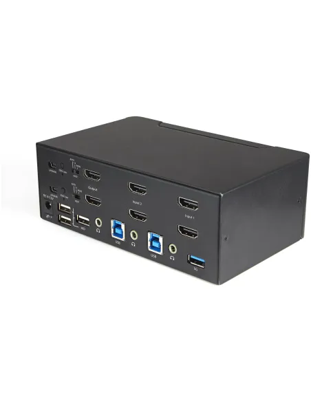 StarTech.com Switch Conmutador KVM de 2 Puertos HDMI 2.0 4K para 2 Monitores - Vídeo de 4K y 60Hz Ultra HD - HDR - Hub Ladrón