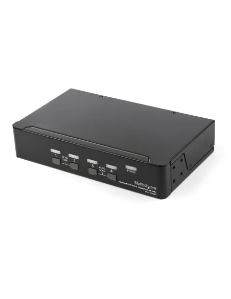 StarTech.com Switch Conmutador KVM de 4 Puertos DisplayPort - 4K 60Hz - para Una Pantalla - Switch KVM de 4 Puertos DP 1.2 con