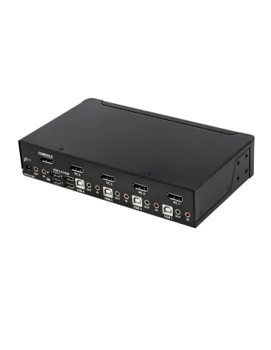 StarTech.com Switch Conmutador KVM de 4 Puertos DisplayPort - 4K 60Hz - para Una Pantalla - Switch KVM de 4 Puertos DP 1.2 con