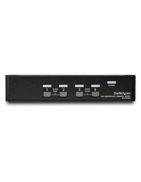 StarTech.com Switch Conmutador KVM de 4 Puertos DisplayPort - 4K 60Hz - para Una Pantalla - Switch KVM de 4 Puertos DP 1.2 con
