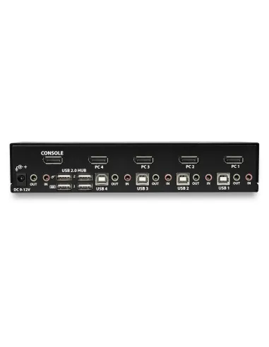 StarTech.com Switch Conmutador KVM de 4 Puertos DisplayPort - 4K 60Hz - para Una Pantalla - Switch KVM de 4 Puertos DP 1.2 con