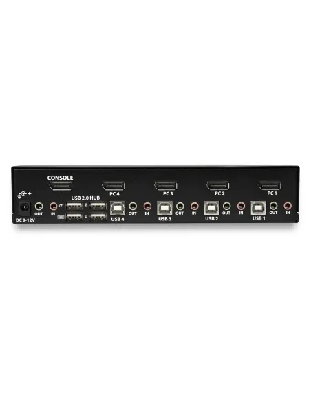StarTech.com Switch Conmutador KVM de 4 Puertos DisplayPort - 4K 60Hz - para Una Pantalla - Switch KVM de 4 Puertos DP 1.2 con