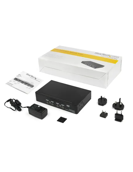StarTech.com Switch Conmutador KVM de 4 Puertos DisplayPort - 4K 60Hz - para Una Pantalla - Switch KVM de 4 Puertos DP 1.2 con