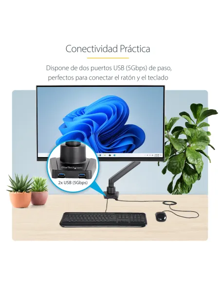 StarTech.com ARMSLIM2USB3 soporte para monitor 86,4 cm (34") Escritorio Negro