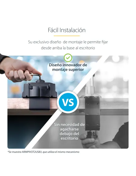 StarTech.com ARMSLIM2USB3 soporte para monitor 86,4 cm (34") Escritorio Negro