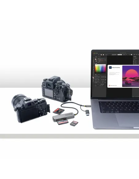 StarTech.com Lector USB 3.0 de Tarjetas de Memoria Flash SD CompactFlash y microSD - Grabador USB-C de Tarjetas de Memoria -