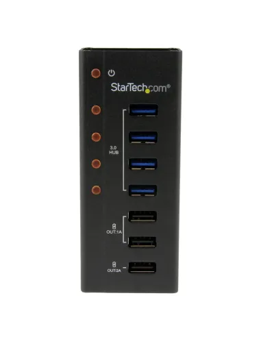 StarTech.com Hub Concentrador USB 3.0 (5Gbps) de 4 Puertos y 3 Puertos de Carga USB ( 2x 1A y 1x 2A) - Ladrón con Carcasa de