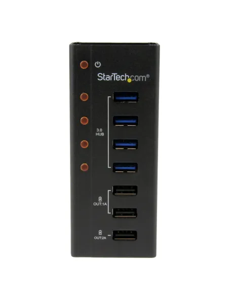 StarTech.com Hub Concentrador USB 3.0 (5Gbps) de 4 Puertos y 3 Puertos de Carga USB ( 2x 1A y 1x 2A) - Ladrón con Carcasa de