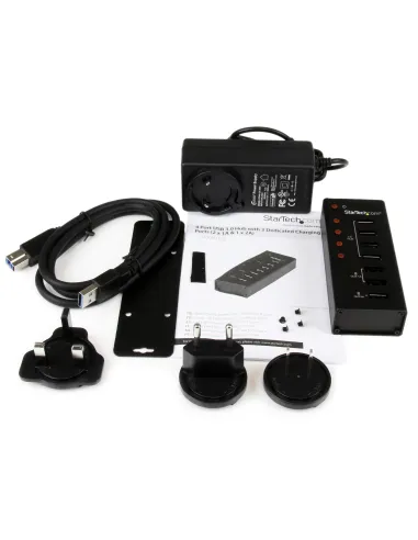 StarTech.com Hub Concentrador USB 3.0 (5Gbps) de 4 Puertos y 3 Puertos de Carga USB ( 2x 1A y 1x 2A) - Ladrón con Carcasa de