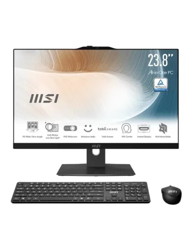 MSI AIO MODERN AM242TP 12M-822ES. 23.8" (60CM). PLANO. IPS. I5-1235U. DDR4 SDRAM 16GB(8GB*2). 512GB PCIE SSD. W11 PRO. NEGRO