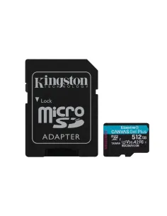 Kingston Technology Tarjeta microSDXC Canvas Go Plus Gen4 de 512 GB, 200 MB s, A2 U3 V30 y adaptador