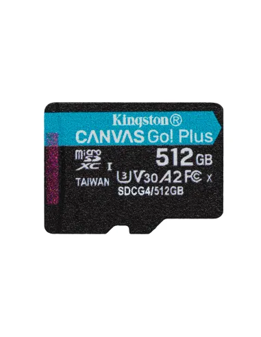 Kingston Technology Tarjeta microSDXC Canvas Go Plus Gen4 de 512 GB, 200 MB s, A2 U3 V30 y adaptador