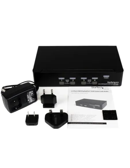 StarTech.com Conmutador Switch KVM 4 puertos Vídeo DisplayPort DP Hub Concentrador USB 2.0 Audio - 2560x1600