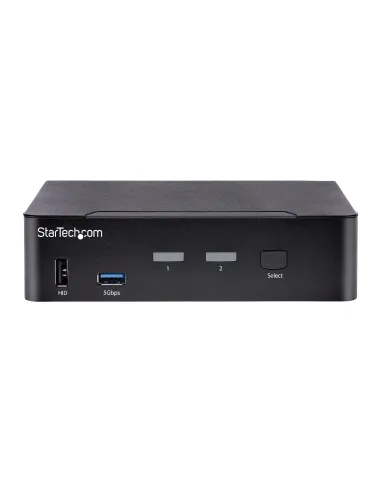 StarTech.com Switch Conmutador KVM USB C Tipo C, KVM de 2 puertos DisplayPort con Vídeo UHD HDR de 4K 60Hz, Audio de 3,5mm, Hub