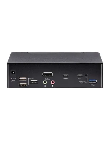 StarTech.com Switch Conmutador KVM USB C Tipo C, KVM de 2 puertos DisplayPort con Vídeo UHD HDR de 4K 60Hz, Audio de 3,5mm, Hub