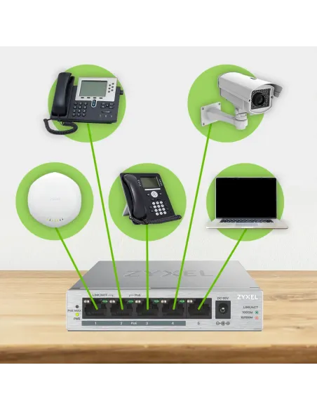 Zyxel GS1005HP No administrado Gigabit Ethernet (10 100 1000) Energía sobre Ethernet (PoE) Plata
