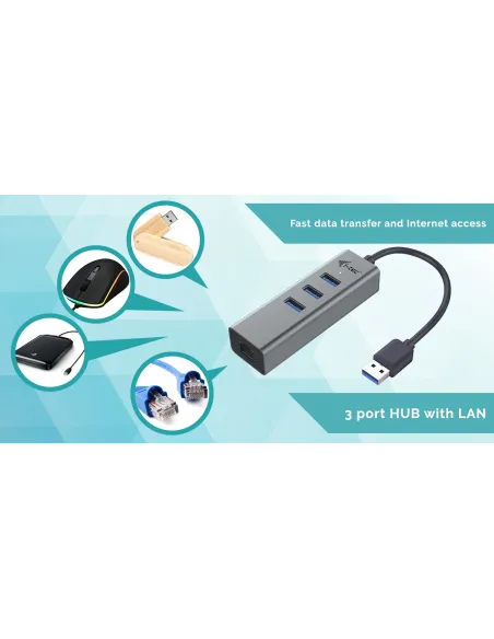 i-tec Metal USB 3.0 HUB 3 Port + Gigabit Ethernet Adapter