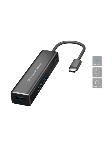 Conceptronic DONN08B base para portátil y replicador de puertos USB 3.2 Gen 1 (3.1 Gen 1) Type-C Negro
